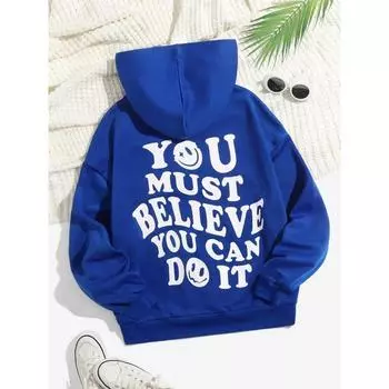 Вы должны верить, что вы можете сделать это, толстовка с надписью «Longheit» Женская мода, большой размер, толстовка с капюшоном, осенняя повседневная свободная толстовка, мягкая теплая одежда S