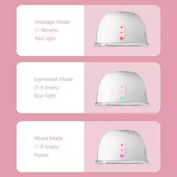 YOUHA YH7006 Носимая беспроводная электрическая молокоотсосная система Бесшумный невидимый молокоотсос 3 режима 9 1 pack with with 24mm 28mm flange EU plug розовый/белый