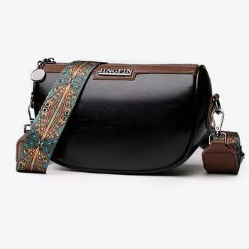 YOUHUAGUO модные маленькие сумки-седла из искусственной кожи для женщин, винтажная дизайнерская однотонная сумка через плечо 21x8x14cm чёрный