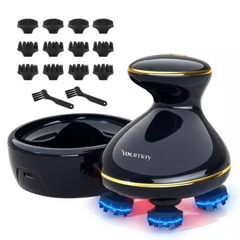 Youmay Head Spa EMS электрическая щетка для кожи головы электрическая игла с функцией красного светодиода функция вибрации уход за кожей головы уход за лицом EMS HEAD SPA IPX7 водонепроницаемый чёрный