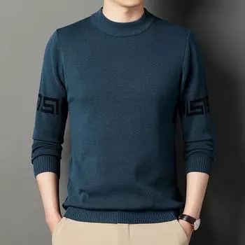 Young and Middle-aged Men s New Spring and Autumn Round Neck Long-sleeved Sweaters Slim and Handsome Sweaters Men s Half-high Tops M