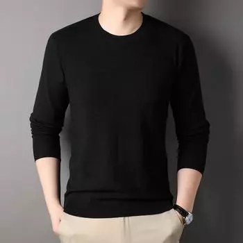 Новые весенние и осенние свитера с длинными рукавами и круглым вырезом для мужчин молодого и среднего возраста — стройные и красивые M