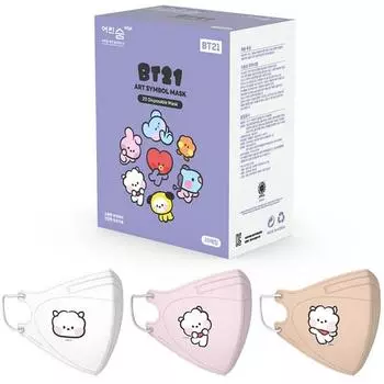 Young Breath Edge Line Friends BT21 Art Symbol Цветная маска с птичьим клювом, большая RJ Minini, набор 3 типа по 10 шт., 1 комплект, белый, светло-розовый, светло-бежевый