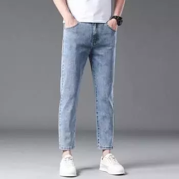 Young Men s Jeans Four-season Pants Straight Pants Slim Feet 28