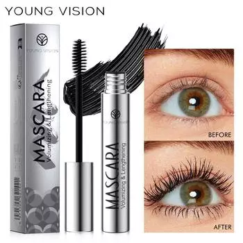 YOUNG VISION 1-компонентная тушь для ресниц Black Silver Tube, водостойкая, подкручивающая, с эффектом придания объема, тушь Silver Tube Black Brushed Fiber 1.8g