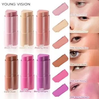 YOUNG VISION 1PCS Heart Blush Cream Contouring Stick Face Modifier Mousse Blush Lipstick 2-в-1 05