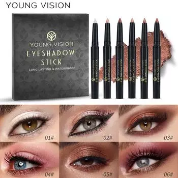 YOUNG VISION 6 цветных теней для век Pearl Spin Water Easy Color Brightening and Contouring Eyeshadow Stick 0.8g*6pcs