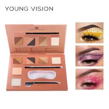 YOUNG VISION 6 цветов для макияжа, палитра пудры для бровей, определяющая ленивую пудру для бровей, набор для ухода за уходом, палитра для ухода
