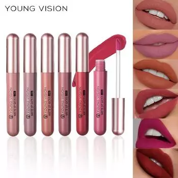 YOUNG VISION Matte Matte Lip Gloss Set 6 шт. Набор глазури для губ Бархатная помада для макияжа