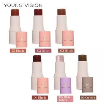 YOUNG VISION Single Blush Highlight Stick Multi-Functional Lazy Stick Solid Lipstick Rouge 02#