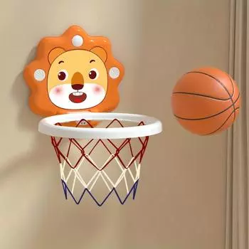 Youngsters Cartoon Animal Basketball Hoop Set with Mini Balls Pump Wall Mounted, Indoor/Outdoor Playset for Boys ,Girls Ages 3+ львиный