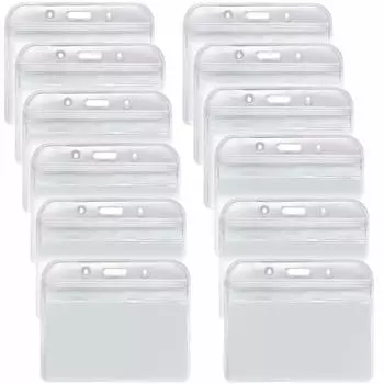 YOUOWO 12 шт. держатель для именной бирки держатель для удостоверения личности горизонтальный пластиковый прозрачный цветной чехол, (9.8смX8.2см-12шт)