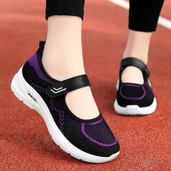 Your bestfashion New Middle and Elderly Mom s Shoes Soft Sole Shallow Mouth Walking Shoes Adhesive Casual Single Shoes 2025 36 серый