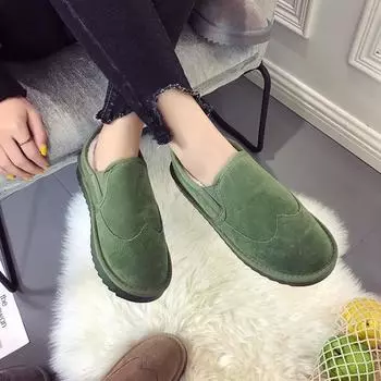 Your bestfashion Women Autumn Winter Flats Slip On Casual Cotton Shoes Flat Heel Warm Cozy Female Plus Size Loafers Snow Shoes Anti Skid frv5 35 хаки