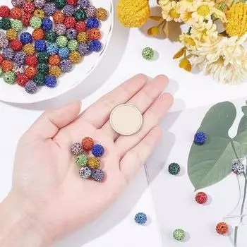 Yousheng 100 шт. 10 мм бусины из стразов и глины, коллекция Ice, бейсбольные блестящие круглые бусины для самостоятельного изготовления ожерелья, браслета, серег, ювелирных изделий