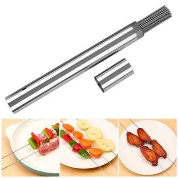 Yousheng 100 шт. шампуров для барбекю из нержавеющей стали, портативные многоразовые шампуры для барбекю с трубчатой железной палкой для кебаба, термостойкие аксессуары для гриля на открытом воздухе 1 Set