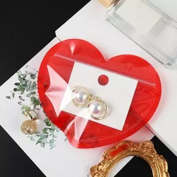 Yousheng 100 шт. в форме сердца, герметичные пакеты для ювелирных изделий, водонепроницаемые, широко используемые, многоразовые, с застежкой-молнией, прозрачные пакетики, симпатичные упаковочные принадлежности розовый