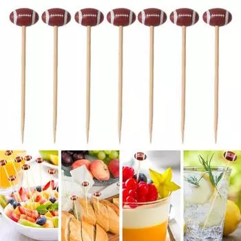 Yousheng 100 шт. вилки для регби из бамбука, палочки для коктейлей, фруктов, десертов, кексов, принадлежностей для вечеринок на День святого Валентина 1 Set