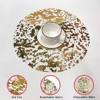 Yousheng 10/20 шт. салфетки из золотой фольги, прессованные одноразовые коврики для стола, нескользящие термостойкие коврики для кухонного стола, украшения для вечеринок 10 pcs