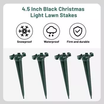Yousheng 10/50 шт. 4,5-дюймовый пластиковый колышек для освещения, универсальный, для наружного сада, двора, газона, патио, дорожки, дорожки C7 C9, рождественский праздничный светильник, наземный колышек 10pcs чёрный