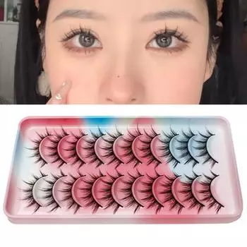 Yousheng 10 пар/коробка накладные ресницы тонкие вьющиеся 3D эффект преувеличивают густые ресницы многоразовые естественный вид искусственные ресницы для свиданий B