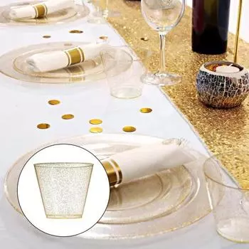 Yousheng 10 шт. 270 мл одноразовые пластиковые десертные стаканчики для еды декоративные креативные блестящие поверхностные стаканчики для воды принадлежности для вечеринок серебряный