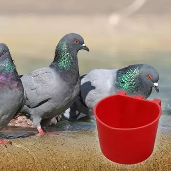 Yousheng 10 шт., чашки для куриных клеток, подвесные чашки для корма, миски для корма для птиц, клетка для кроликов, миска для кормления домашних животных, попугаев, домашней птицы, голубей, проволочная клетка S красный
