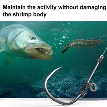 Yousheng 10 шт. Крючок для фиксации живых креветок, прочный, из углеродистой стали, с зазубринами, с отверстием, крючок для ловли в пресной и соленой воде, рыболовные принадлежности Mixed Style