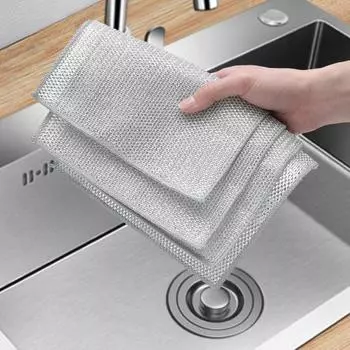 Yousheng 10 шт. металлическая чистящая салфетка не царапающая проволочная тряпка для мытья посуды набор металлическая кухонная посуда многоцелевая тряпка для мытья посуды 20cm серебряный