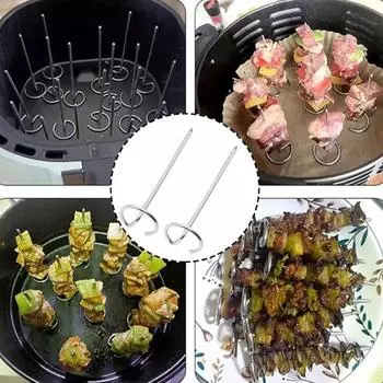 Yousheng 10 шт. палочки для барбекю, вертикальный шампур-гриль, равномерно приготовленные с подставкой, палочка из нержавеющей стали для гриля, стейк, курица, рыба 10 pcs