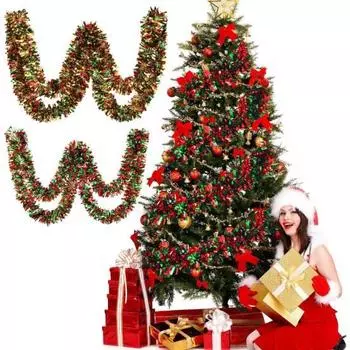 Yousheng 10 шт. Рождественская гирлянда из мишуры, металлическая гирлянда из мишуры, блестящая рождественская елка, подвесные украшения для свадьбы, дня рождения, вечеринки, принадлежности B