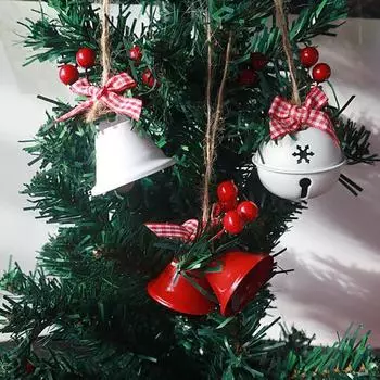 Yousheng 10 шт. рождественские колокольчики украшения елочные подвесные колокольчики украшения с шишками падуб ягоды бант праздничные принадлежности для вечеринок 1 Set