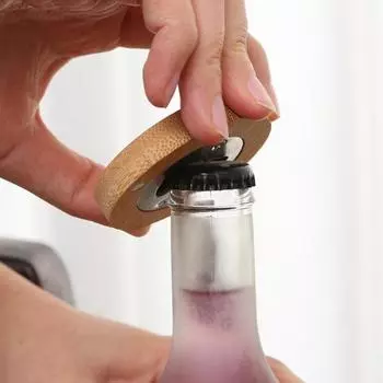 Yousheng 10Pcs Bamboo Bottle Opener Magnets 2.4x2.4 Fridge Magnet Bar Decoration Beer Opener Multifunctional Kitchen Tool Refrigerator Sticker 10 pcs