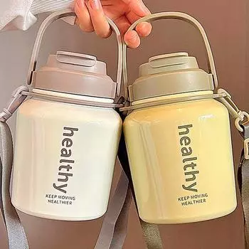 Yousheng 1100 мл термокружка с ручным ремешком портативный стакан из нержавеющей стали для зимних путешествий на открытом воздухе, спортивный изолированный стакан для холодной погоды 1L розовый