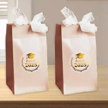 Yousheng 120 шт. наклейки для выпускного класса 2025 г. Золотая фольга металлические этикетки для выпускного вечера принадлежности для выпускных колпачков конверты подарочные пакеты серебряный