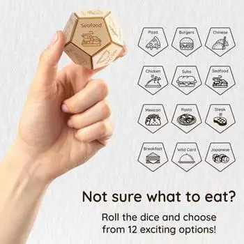 Yousheng 12-гранные игральные кости для принятия решений о еде, прочные деревянные портативные игральные кости для принятия решений на вынос, для взрослых, для девушек и парней, для свиданий и вечеринок