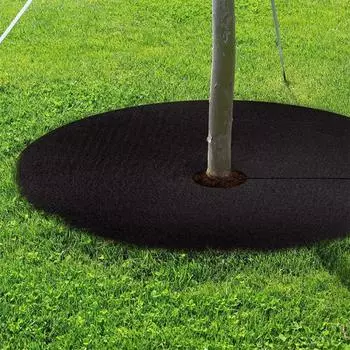 Yousheng 12 шт. 20,5-дюймовое кольцо для мульчирования деревьев, многоразовый защитный коврик от сорняков для деревьев, разлагаемый тканевый защитный коврик для защиты корней от сорняков чёрный