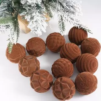 Yousheng 12 шт. бархатных рождественских шаров 2,36 дюйма, флокированные елочные подвесные шары, небьющиеся рождественские шары, безделушки для вечеринки, свадьбы, домашнего декора красный