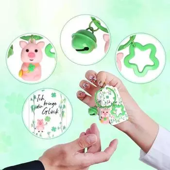 Yousheng 12 шт. брелок-свинка с изображением розовой свиньи, брелки с карточками и сумками St. Товары для вечеринки в честь Дня Святого Патрика, подарки на день рождения и свадьбу 12pcs