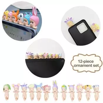 Yousheng 12 шт., держащая подбородок ангела, клеящаяся фигурка спящего ангела с головным убором из животного, ПВХ, закрытые глаза, мультяшная фигурка ангела, украшение 12pcs