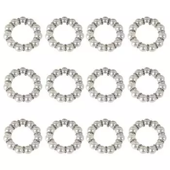 Yousheng 12 шт. кольцо для салфеток с искусственным жемчугом, держатель для салфеток из бисера, элегантное украшение стола для обедов, вечеринок, свадеб серебряный