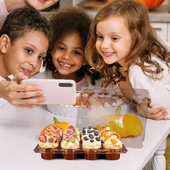 Yousheng 12 шт. контейнер для кексов, штабелируемые контейнеры для торта, прозрачные одноразовые держатели для кексов, прочные коробки для кексов без BPA для свадеб, дней рождения 12pcs