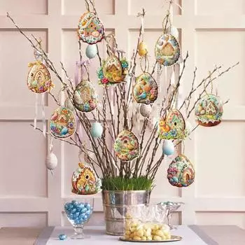 Yousheng 12 шт., подвеска в виде пасхального яйца, тонкая работа, многоразовая пасхальная подвесная бирка, украшение для праздничных украшений 12pcs