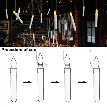 Yousheng 12 шт. подвесных свечей, беспламенные плавающие свечи с дистанционным управлением, работающие от батареек, подвесные свечи для декора на Хэллоуин жёлтый