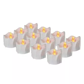 Yousheng 12 шт. Светодиодные беспламенные чайные свечи с мерцающим пламенем, электрические искусственные свечи, светодиодные чайные свечи на батарейках с теплым светом для свадебного стола 12pcs жёлтый