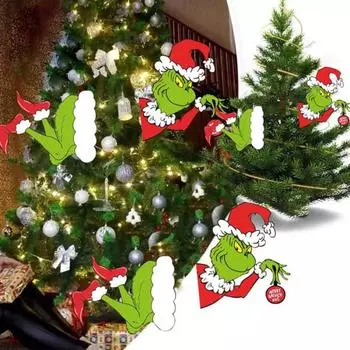 Yousheng 12 шт. Зеленые эльфы, верхушки для рождественской елки, картонные елочные украшения, праздничные тематические вечеринки, декор для дома 12pcs