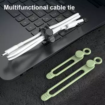 Yousheng 12Pcs/Set Silicone Cable Tie Multipurpose Earphone Phone Power Cord Bundling Fastening Strap Reusable Elastic Wire Management Organizer Wrap S
