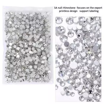Yousheng 1440 шт./пакет сверкающие стразы для дизайна ногтей белые прозрачные стеклянные стразы AB для потрясающего дизайна ногтей