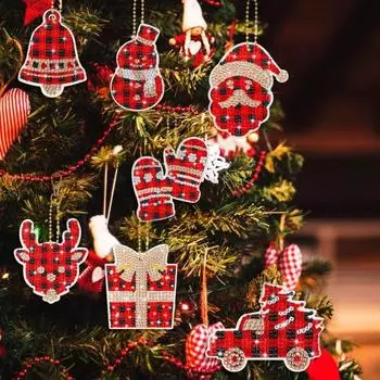 Yousheng 15 шт. рождественский брелок для рисования стразами, набор для самостоятельной росписи, украшение для детей, семья, горячее какао, корова, птица, художественные поделки, набор для рисования стразами H