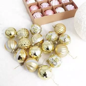 Yousheng 16/44 шт. Рождественские шары, украшения, пластиковая елка, подвесной шар, снежинка, блестящий шар, украшение для праздничного домашнего декора